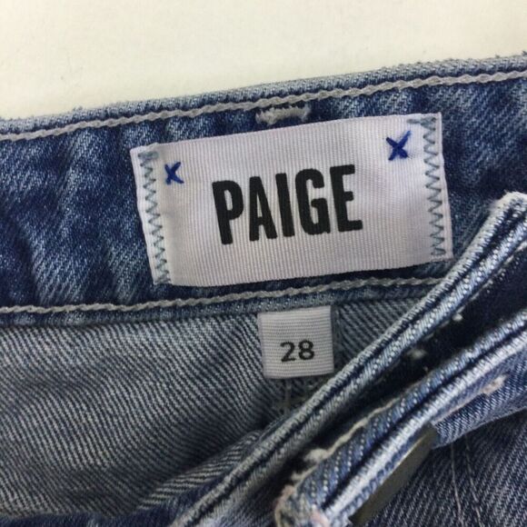 Paige Margot Button Fly Denim Frayed Raw Hem Cut Off Shorts Blue Size 28 - Picture 14 of 16